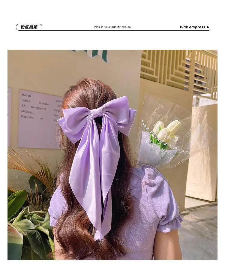 Super Long Hairpin Bow South Korea Elegant Back Head Hair Accessories Ribbon Women's High-end Top Clip Tie Hair Headwear Hairpin — feature 7