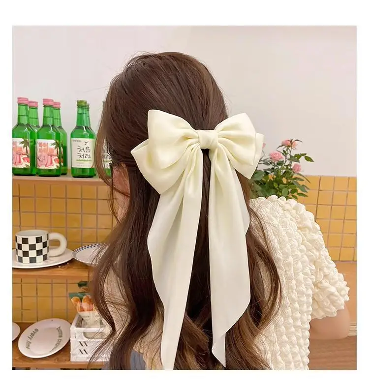 Super Long Hairpin Bow South Korea Elegant Back Head Hair Accessories Ribbon Women's High-end Top Clip Tie Hair Headwear Hairpin — feature 8