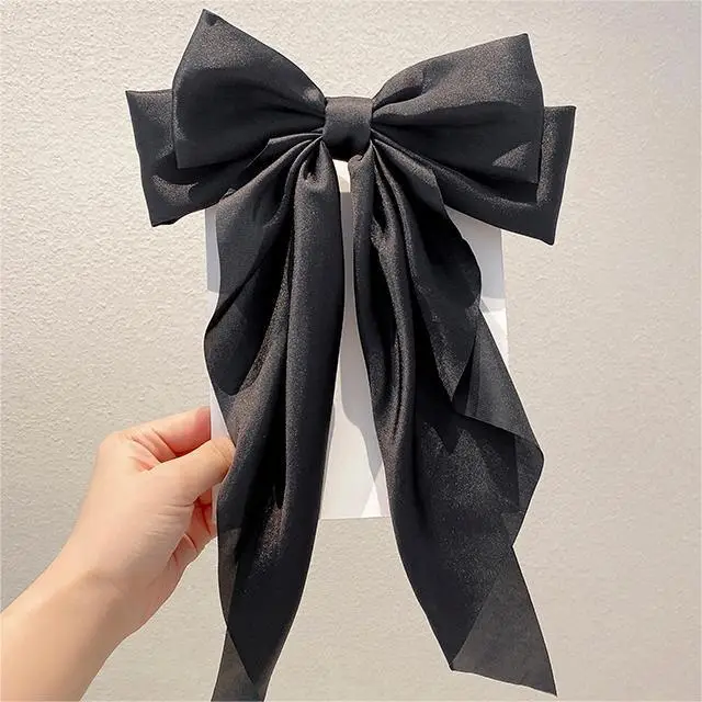 Super Long Hairpin Bow South Korea Elegant Back Head Hair Accessories Ribbon Women's High-end Top Clip Tie Hair Headwear Hairpin - Image 2