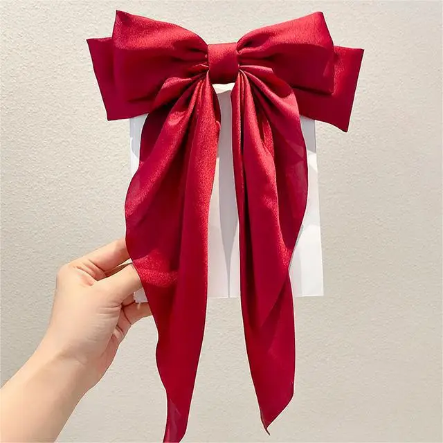 Super Long Hairpin Bow South Korea Elegant Back Head Hair Accessories Ribbon Women's High-end Top Clip Tie Hair Headwear Hairpin - Image 3