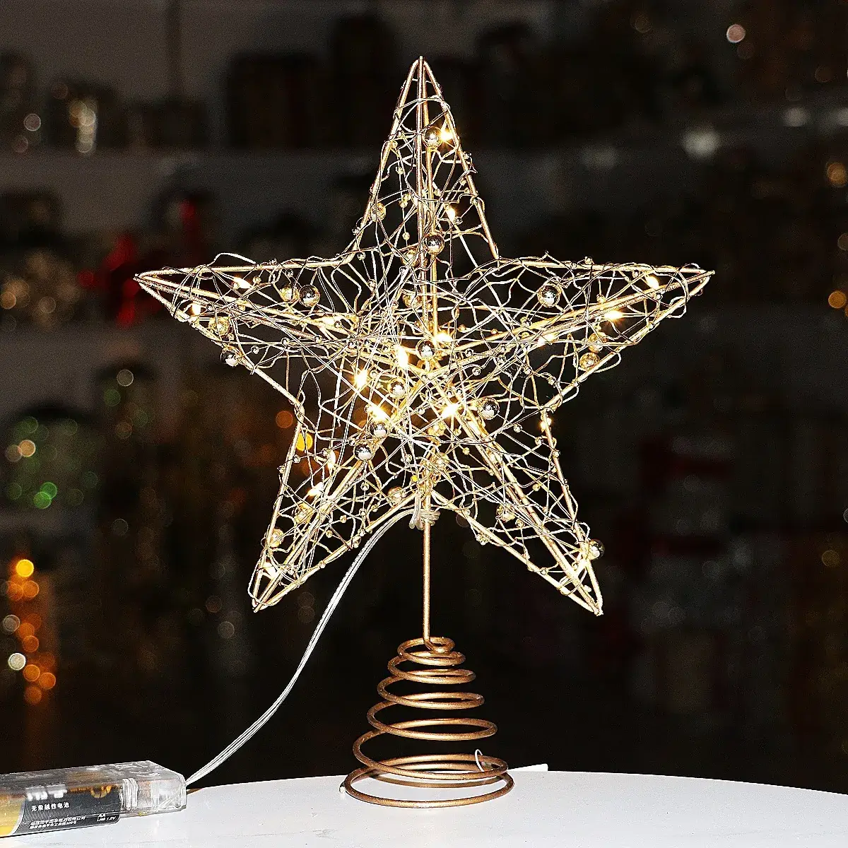 2025 Christmas Star Pendant Decor Wrought Iron Luminous - Image 2
