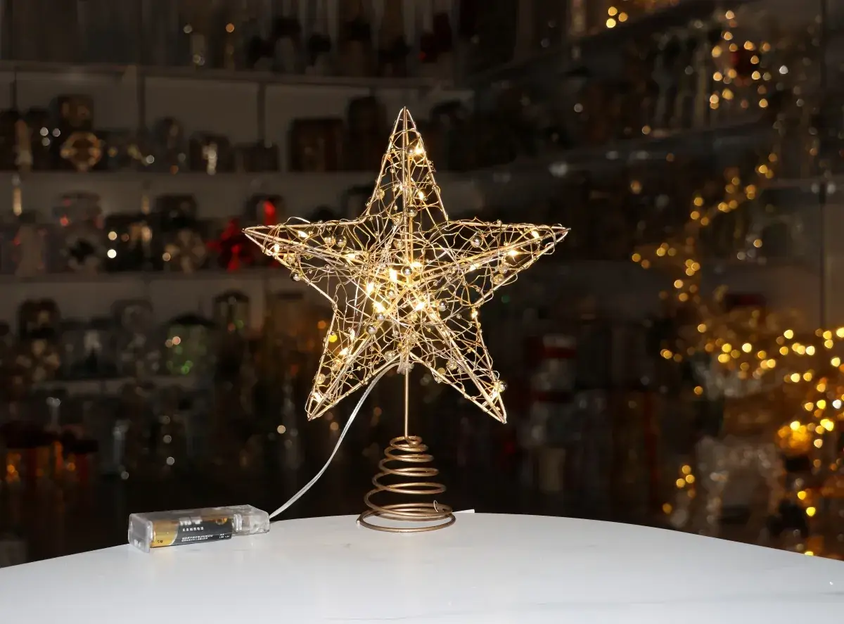 2025 Christmas Star Pendant Decor Wrought Iron Luminous — feature 1