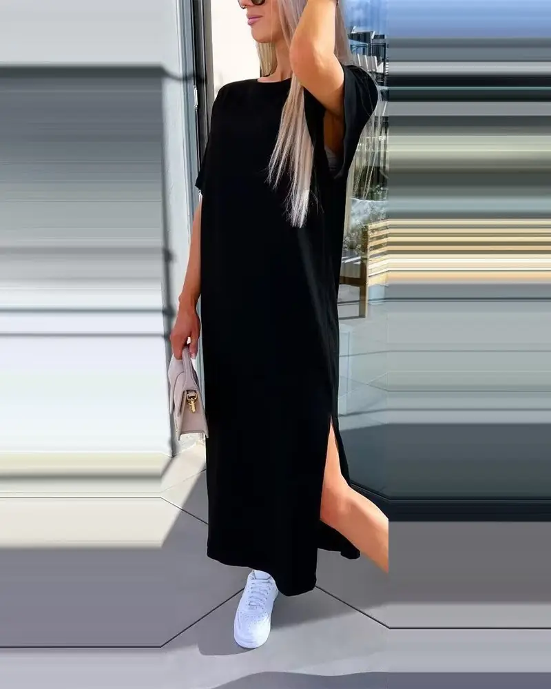 Women Light Blue Split Dress Summer Wear — feature 14