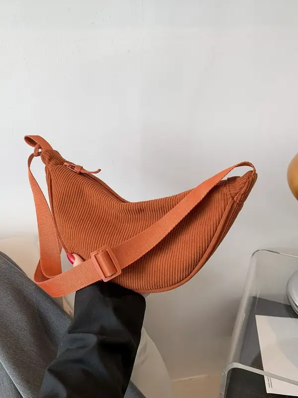 Women's Black Ribbed Crossbody Bag 2026 New Niche Design - Image 10