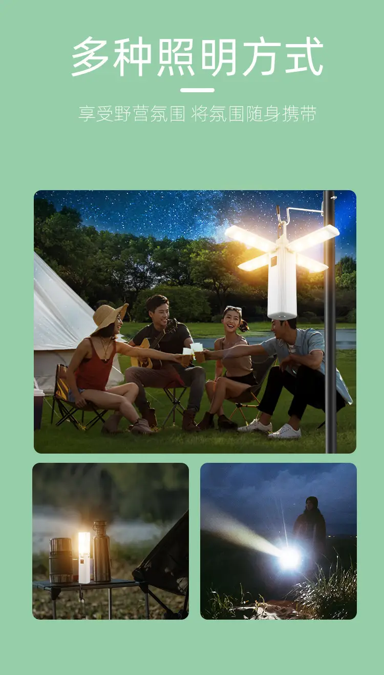 Rechargeable Crossbody Camping Light with 3 Blades — feature 12