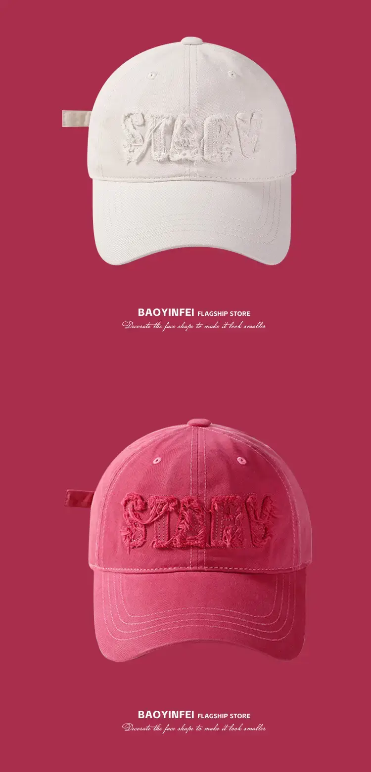 Women's Pink Embroidered Baseball Cap Large Circumference — feature 9