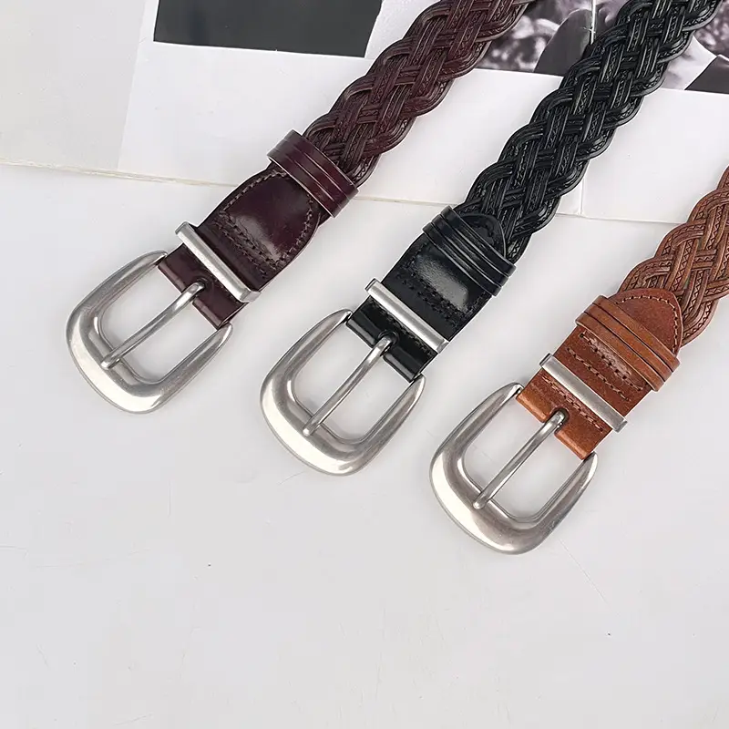 White Handwoven Belt with Retro Joker Design - Image 9