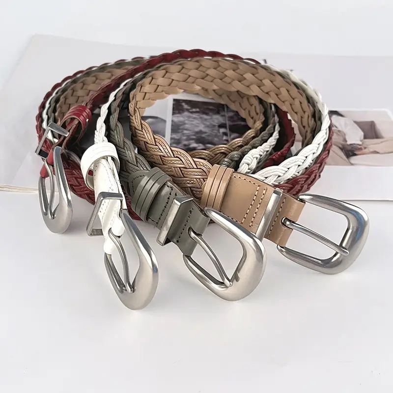 White Handwoven Belt with Retro Joker Design - Image 10