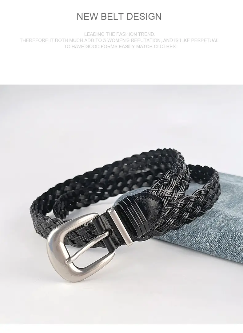 White Handwoven Belt with Retro Joker Design — feature 10