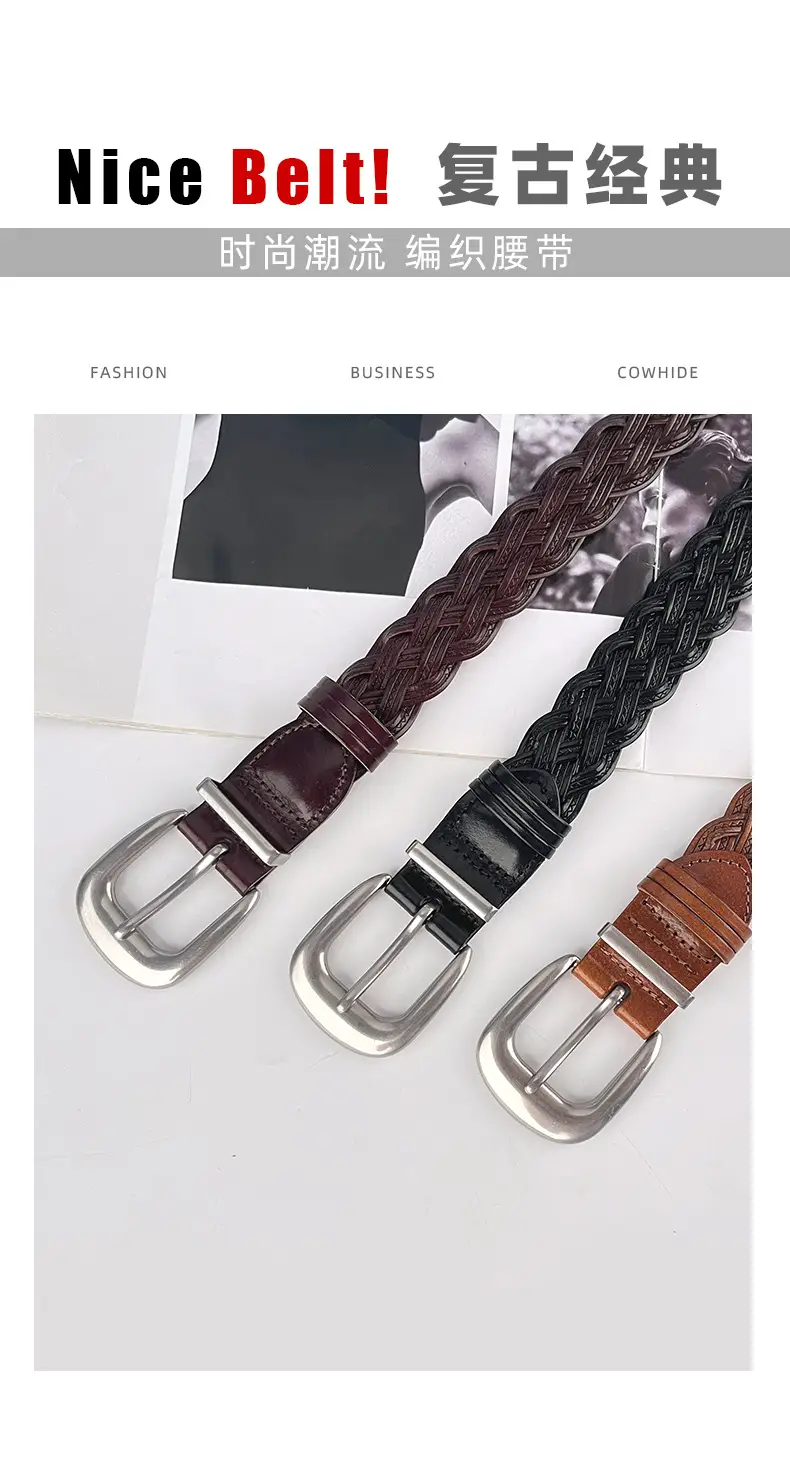 White Handwoven Belt with Retro Joker Design — feature 3