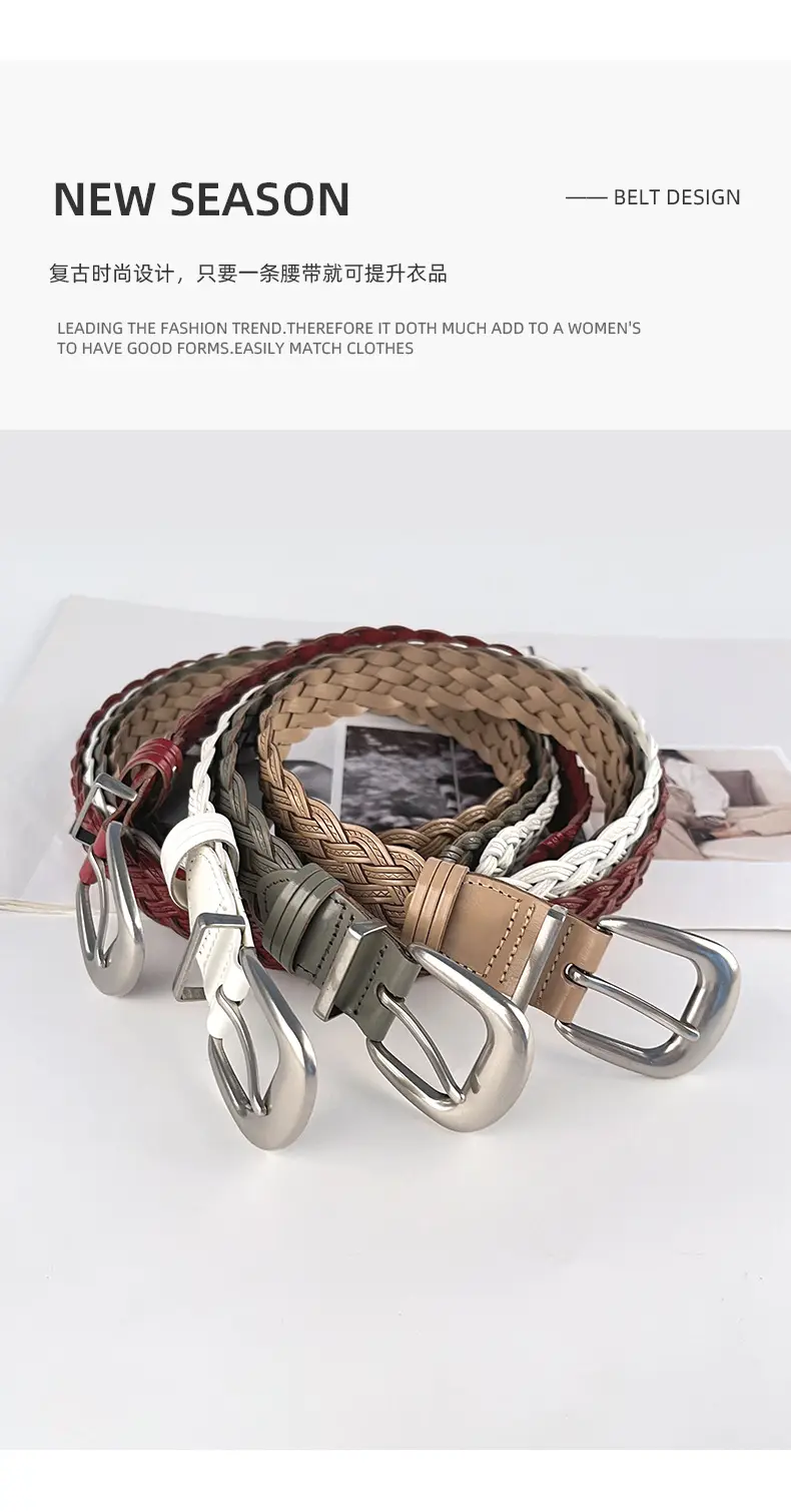 White Handwoven Belt with Retro Joker Design — feature 4