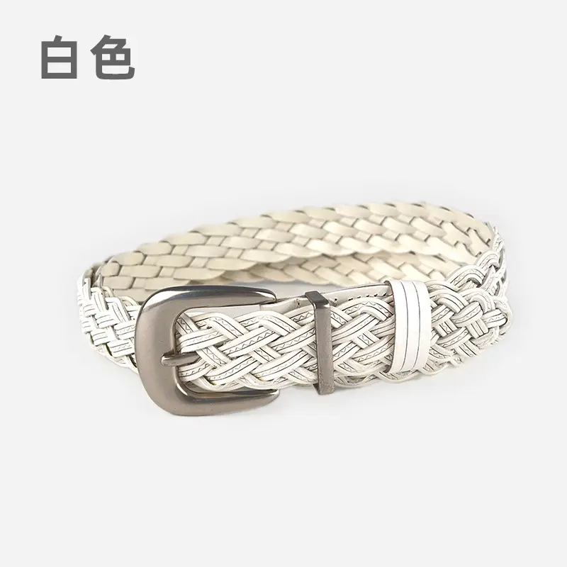 White Handwoven Belt with Retro Joker Design - Image 3