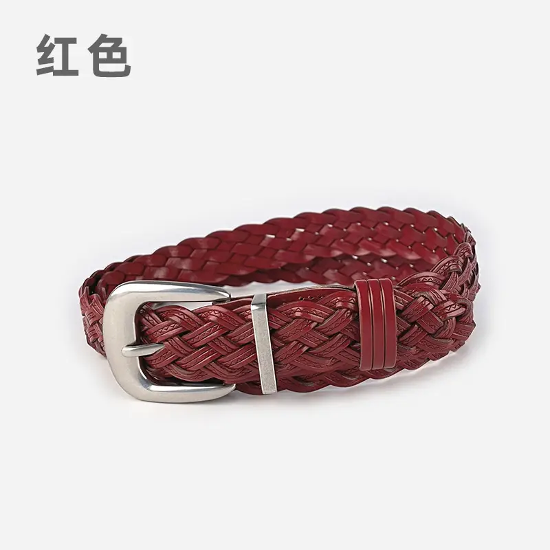 White Handwoven Belt with Retro Joker Design - Image 6