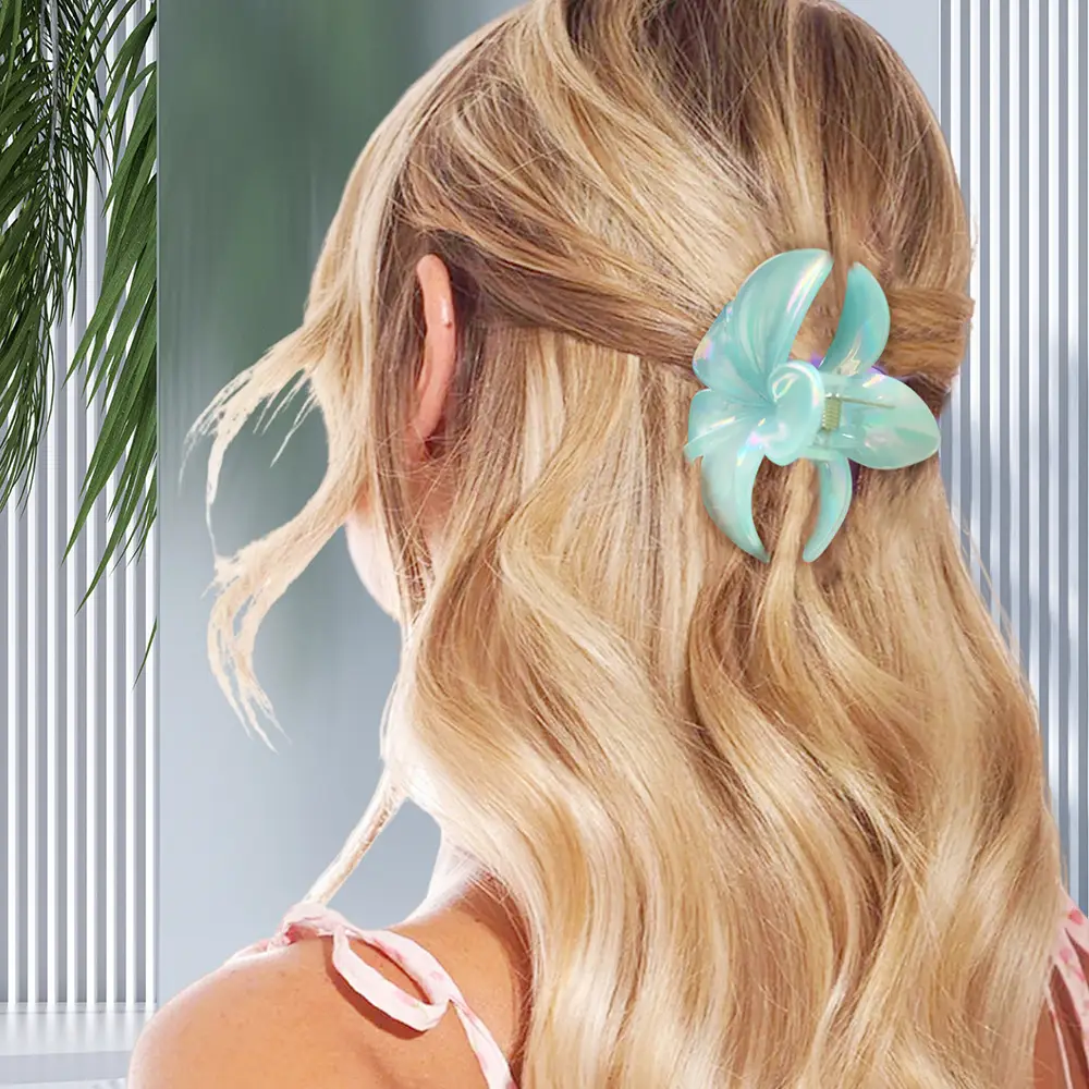 8cm Laser Egg Flower Hair Clip Pink - Image 23