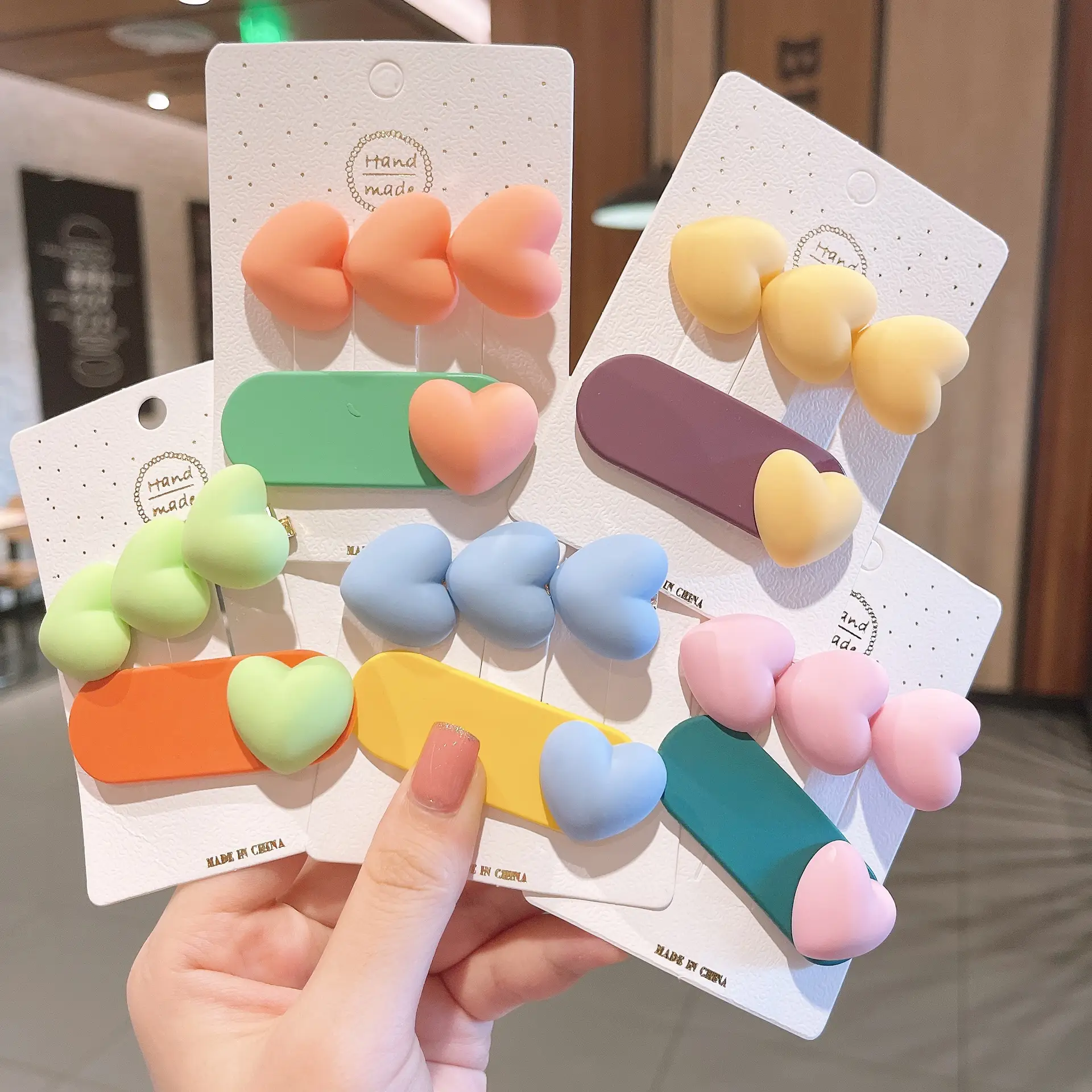 Cute Green & Orange Hair Pins for Girls Kids