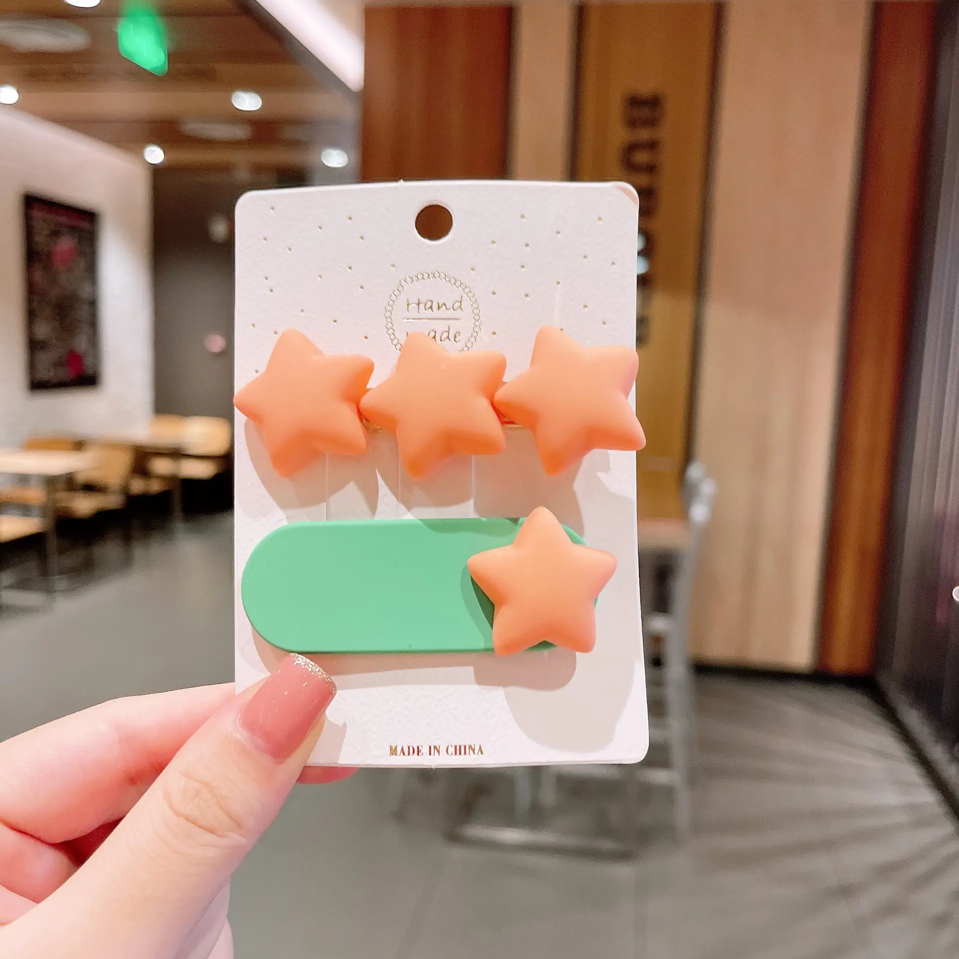 Cute Green & Orange Hair Pins for Girls Kids