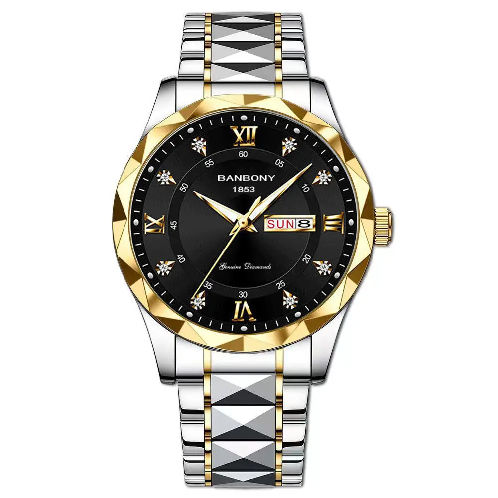 Men's Banbony Gold Black Dial Automatic Mechanical Watch - Image 13