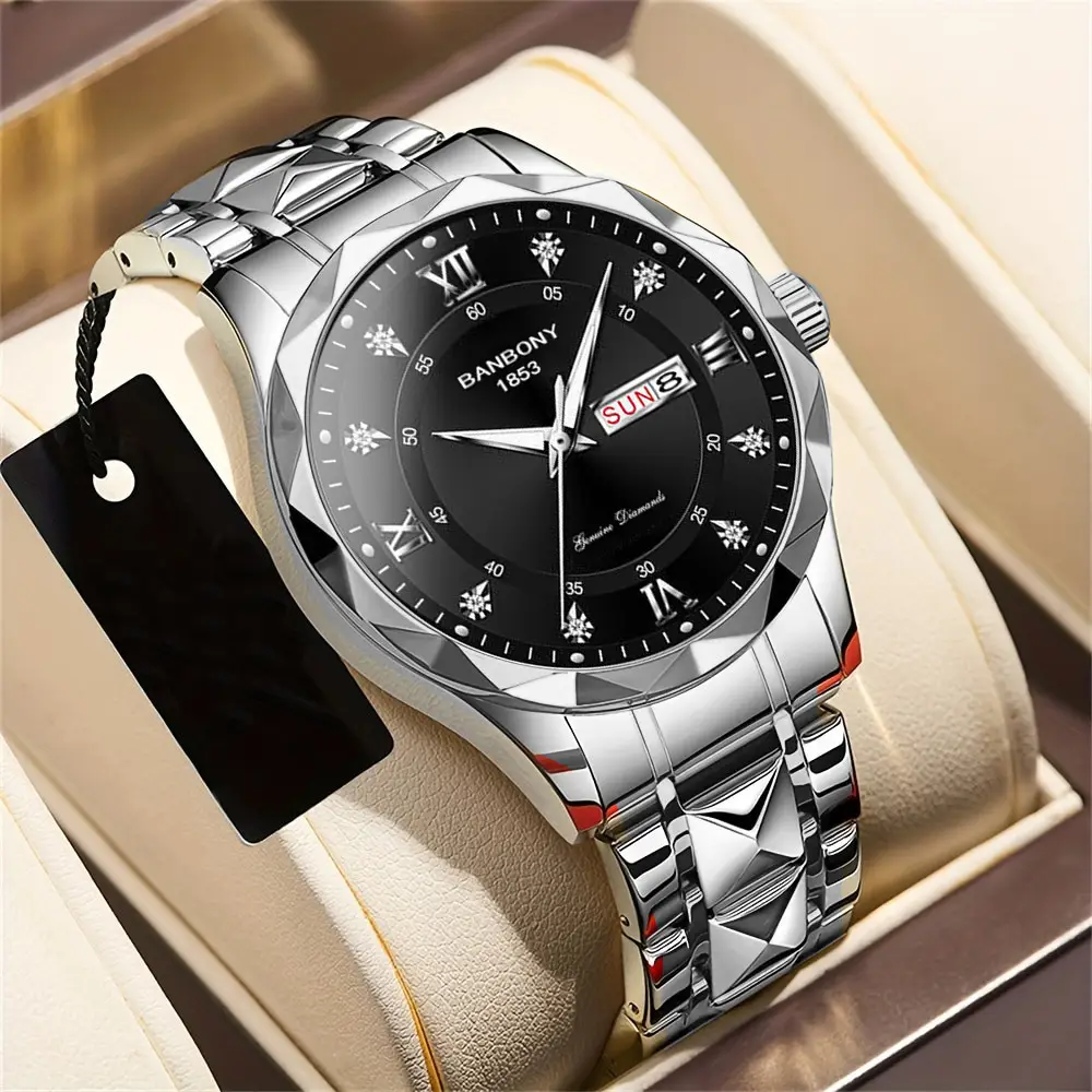 Men's Banbony Gold Black Dial Automatic Mechanical Watch - Image 7