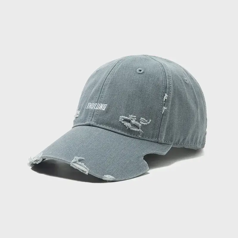 Vintage Washed Hole Baseball Cap Purple Japanese Style - Image 9