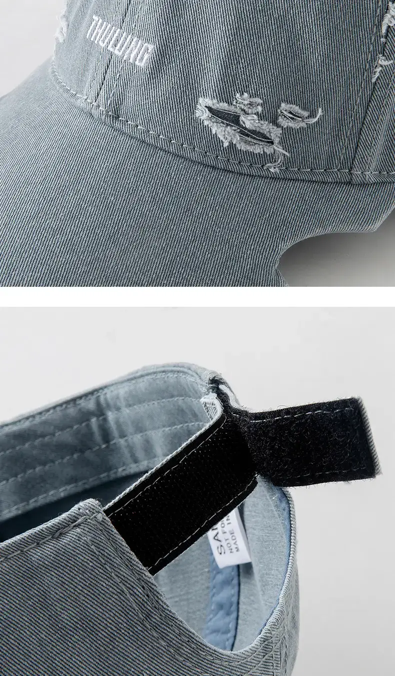Vintage Washed Hole Baseball Cap Purple Japanese Style — feature 3