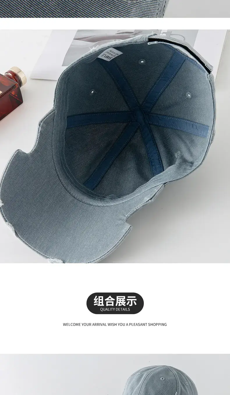 Vintage Washed Hole Baseball Cap Purple Japanese Style — feature 4
