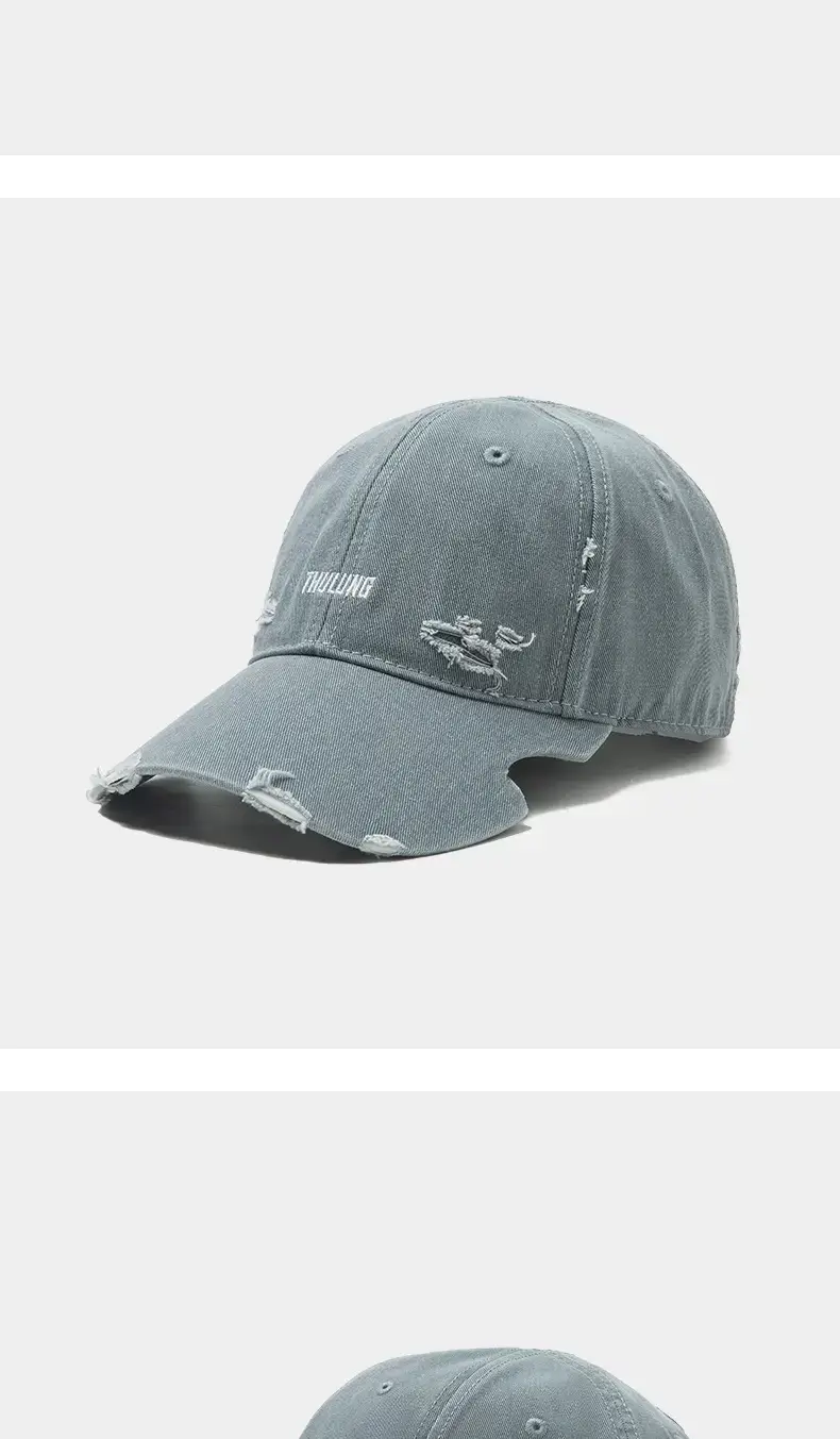 Vintage Washed Hole Baseball Cap Purple Japanese Style — feature 6