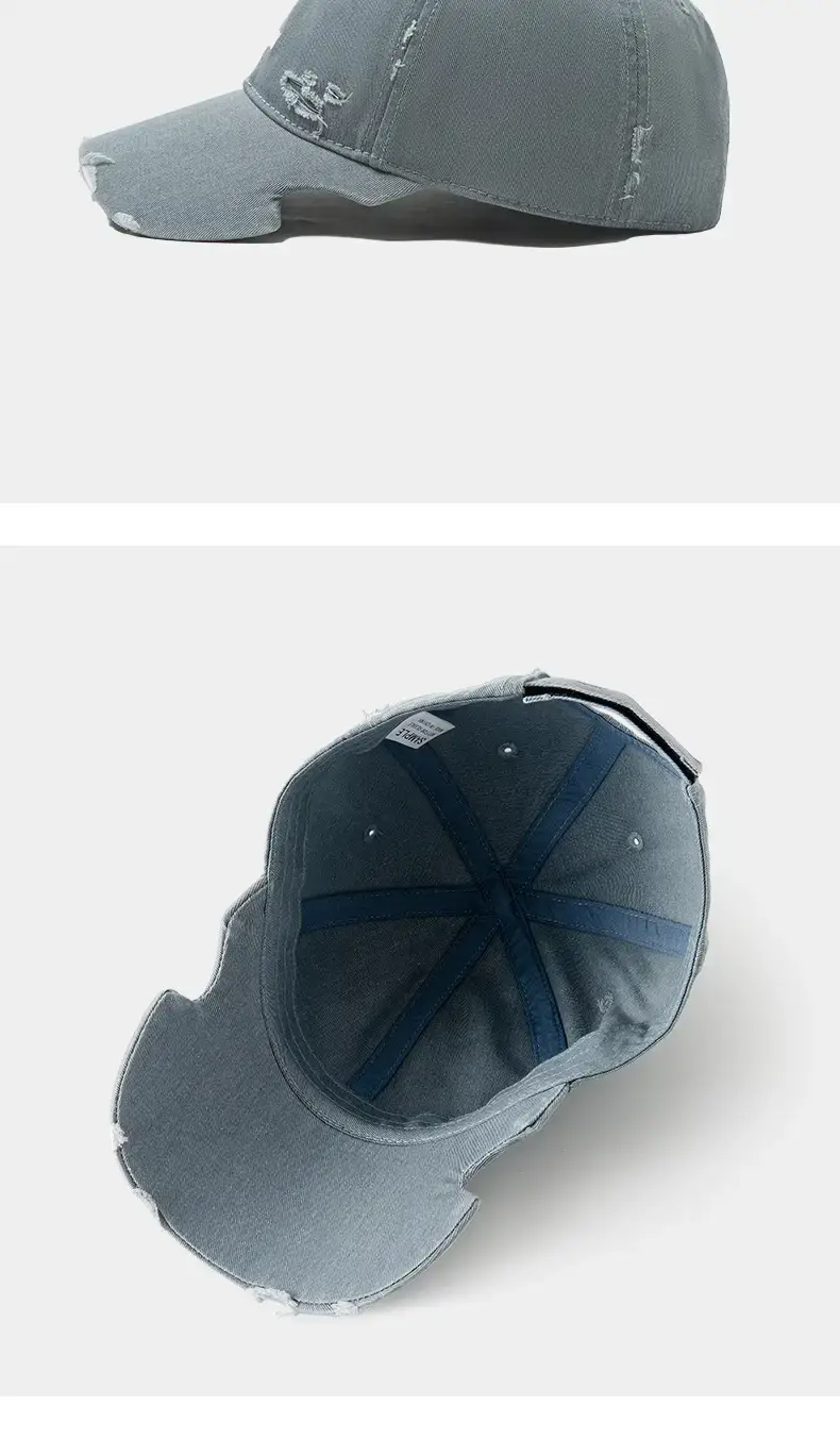 Vintage Washed Hole Baseball Cap Purple Japanese Style — feature 7