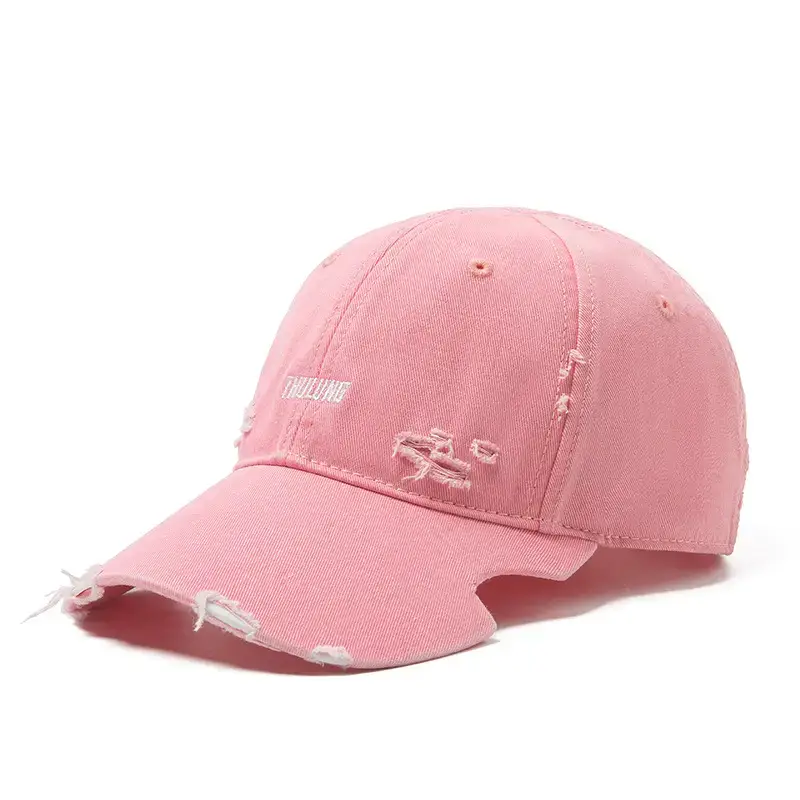 Vintage Washed Hole Baseball Cap Purple Japanese Style - Image 3