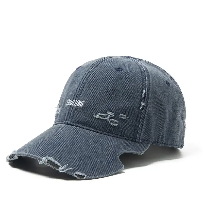 Vintage Washed Hole Baseball Cap Purple Japanese Style - Image 4