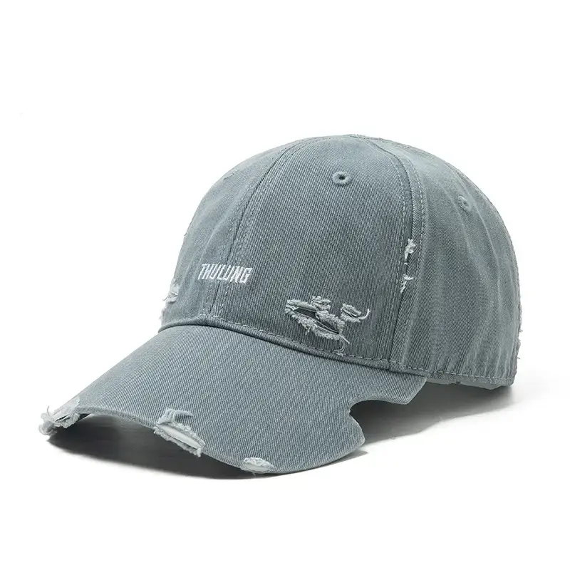 Vintage Washed Hole Baseball Cap Purple Japanese Style - Image 5
