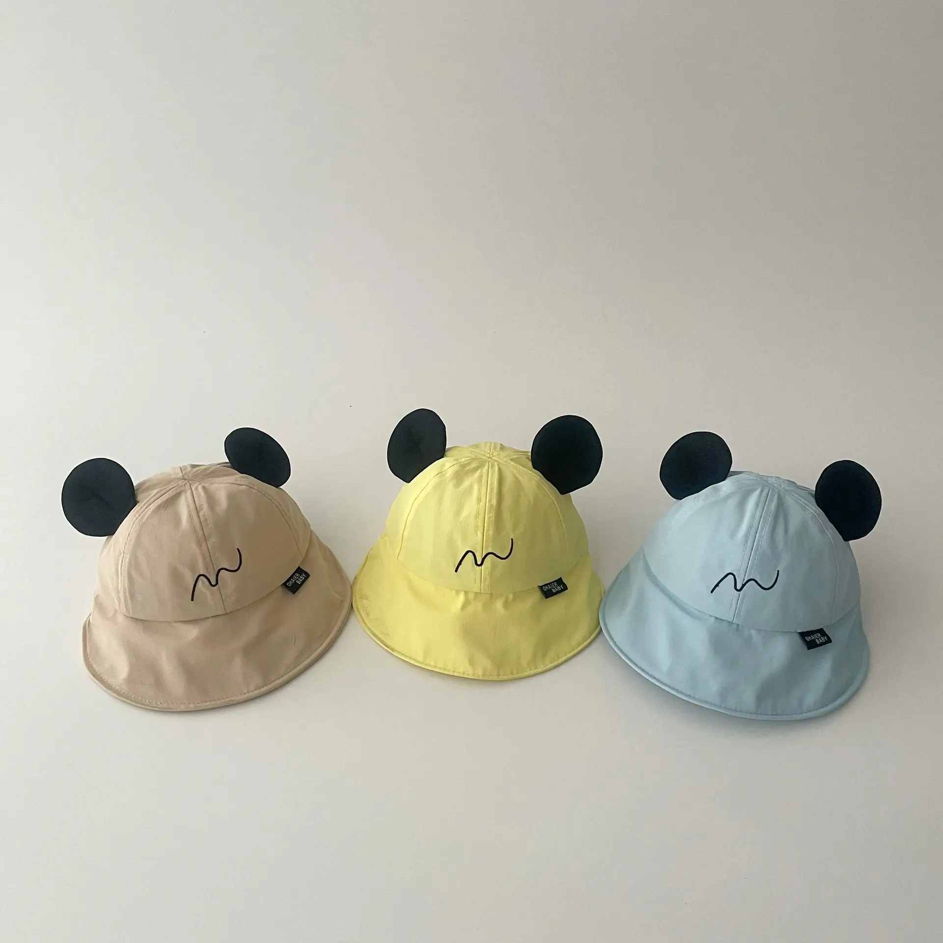 Baby Mouse Ear Sun Hat Beige Cotton Summer Cap
