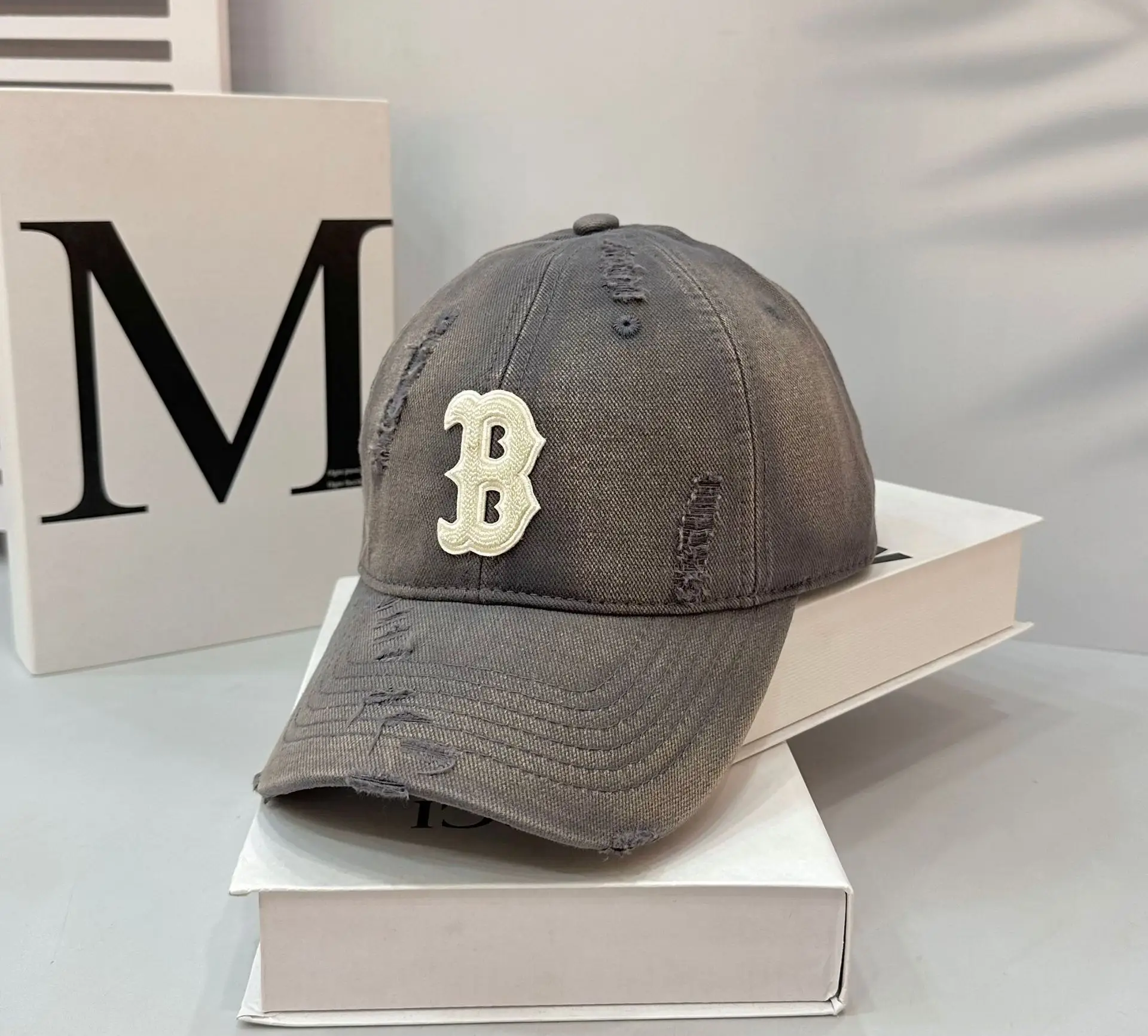 Black Embroidered Baseball Cap with Curved Eaves - Image 2