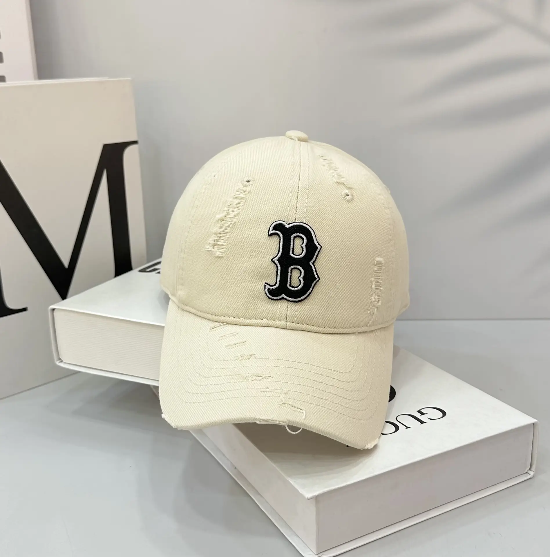 Black Embroidered Baseball Cap with Curved Eaves - Image 5