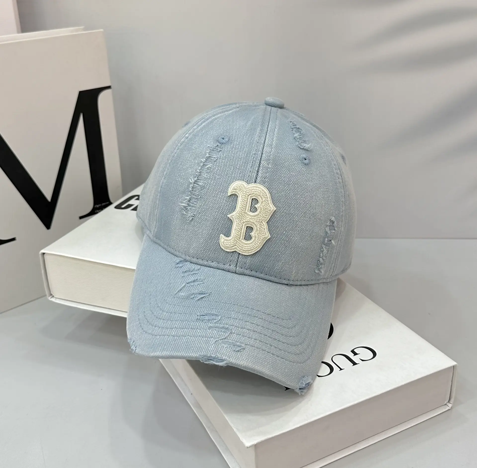Black Embroidered Baseball Cap with Curved Eaves - Image 7