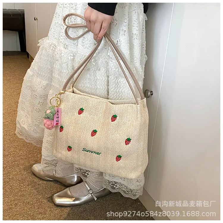 Summer Straw Embroidered Shoulder Bag for Women — feature 10