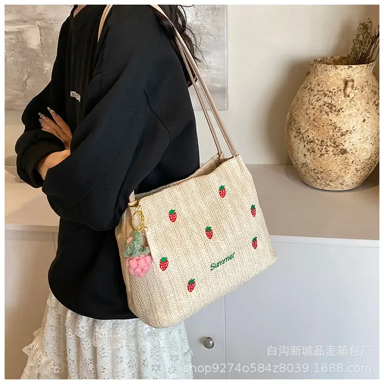 Summer Straw Embroidered Shoulder Bag for Women — feature 11