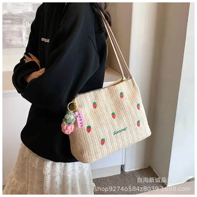 Summer Straw Embroidered Shoulder Bag for Women — feature 13