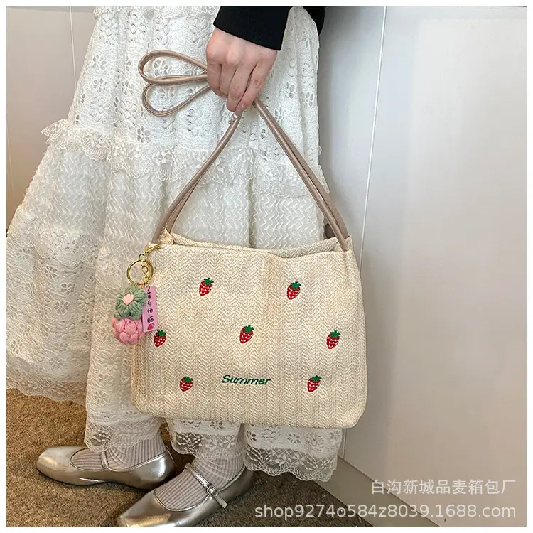 Summer Straw Embroidered Shoulder Bag for Women — feature 9