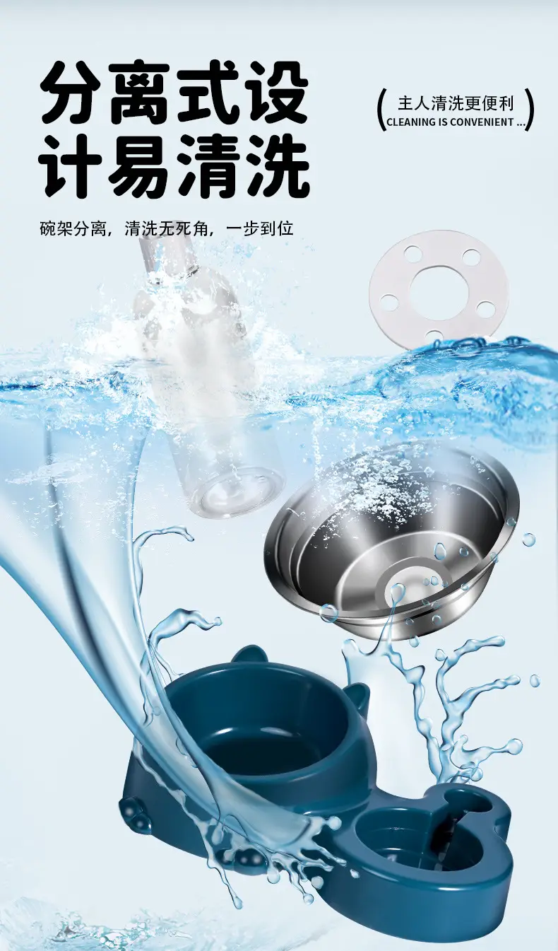 Cat Bowl Automatic Water Dispenser Kitten Puppy Drinking Water Eating Integrated Stainless Steel Rice Basin Cat Supplies Rice Bowl — feature 9