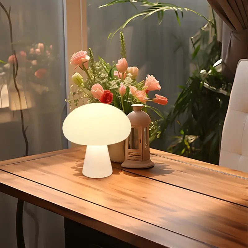 Ins Middle Danish Cream Mushroom Table Lamp