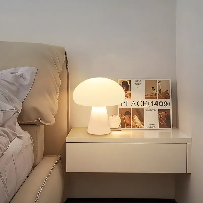 Ins Middle Danish Cream Mushroom Table Lamp