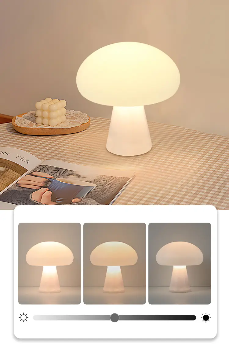 Ins Middle Danish Cream Mushroom Table Lamp — feature 7