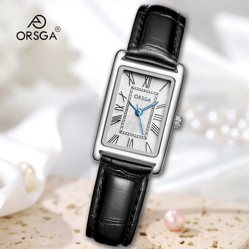 Women's Small Square Gold Watch with Black Strap - Image 20