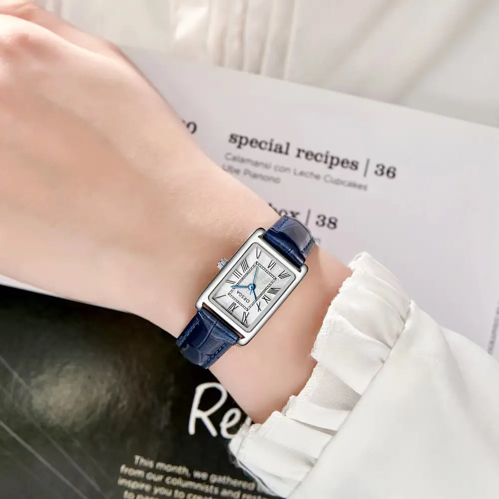 Women's Small Square Gold Watch with Black Strap - Image 21