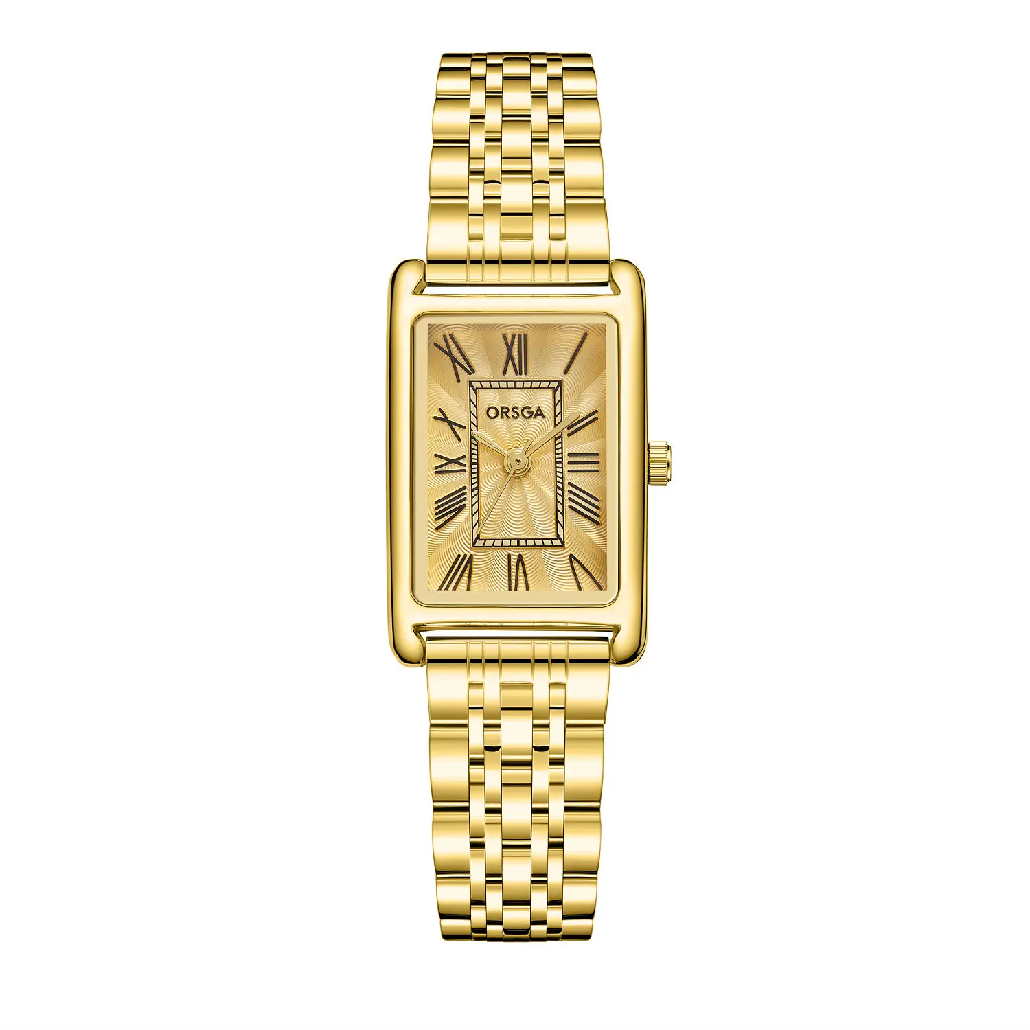 Women's Small Square Gold Watch with Black Strap - Image 10