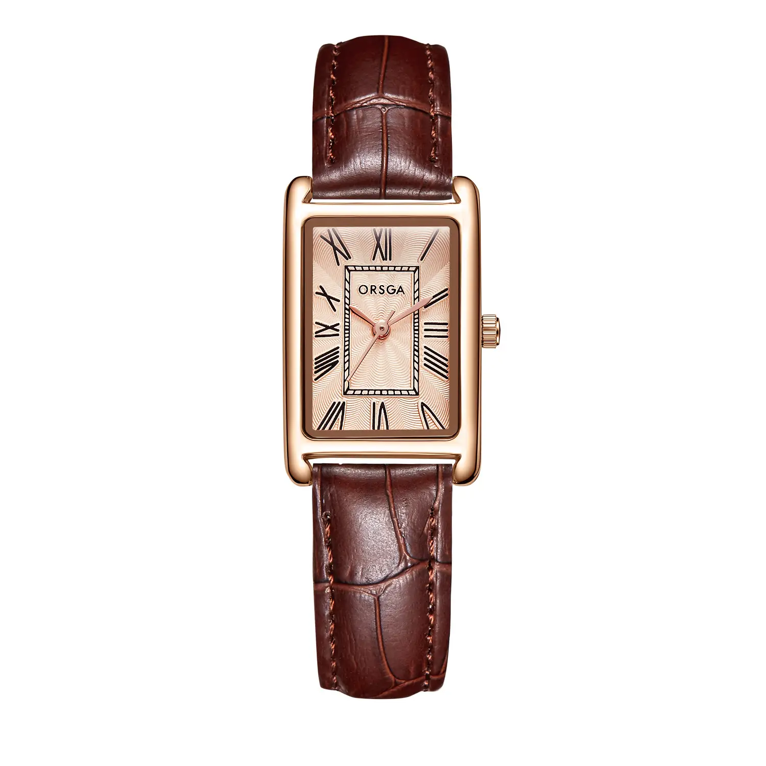 Women's Small Square Gold Watch with Black Strap - Image 3