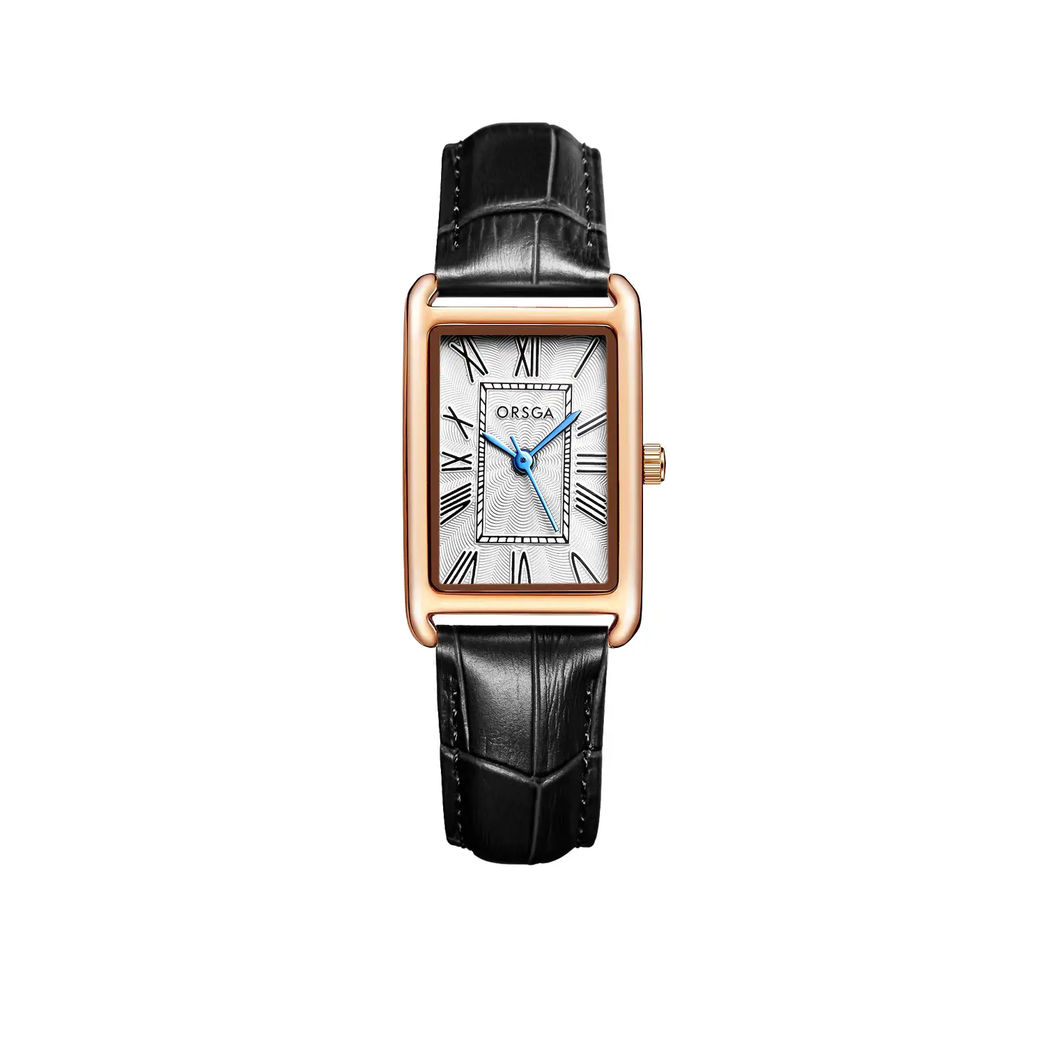 Women's Small Square Gold Watch with Black Strap - Image 6