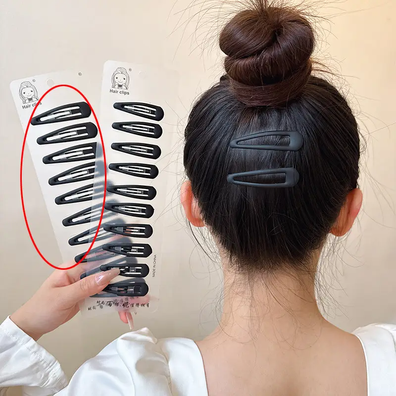 Black Hairpins for Women - 10 Pcs Clip Hair Clips
