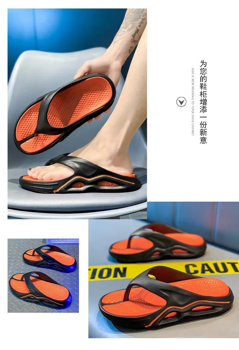 Vietnam Flip-Flops Men Sandals Orange Black Lightweight Beach Shoes — feature 4