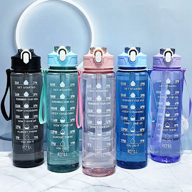 Super Capacity Water Cup Women's Summer 2000ml Sports Cup with Straw Scale High Color Value Outdoor Portable Kettle